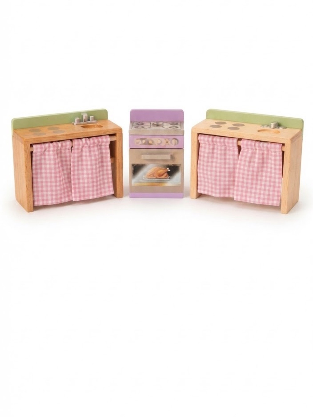 Small Wooden Doll Furniture Kitchen & Table - Chairs & High Top Table with Stool
